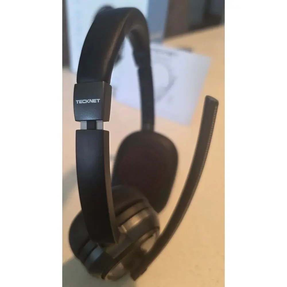 Wireless Headset with 50H Playtime & Mute for Office or Truckers